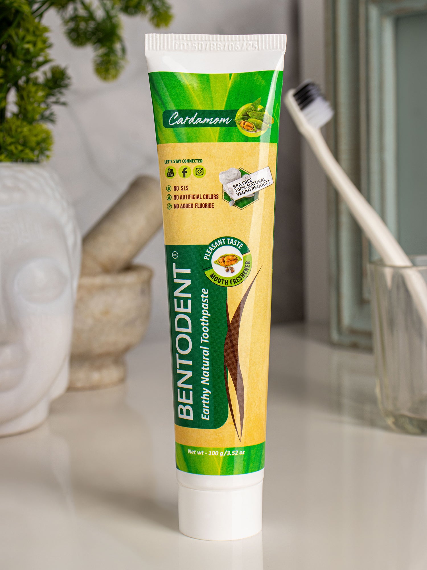 Bentodent Cardamom Toothpaste - Natural & Fluoride Free - 100 gm - Indian Dental Organization