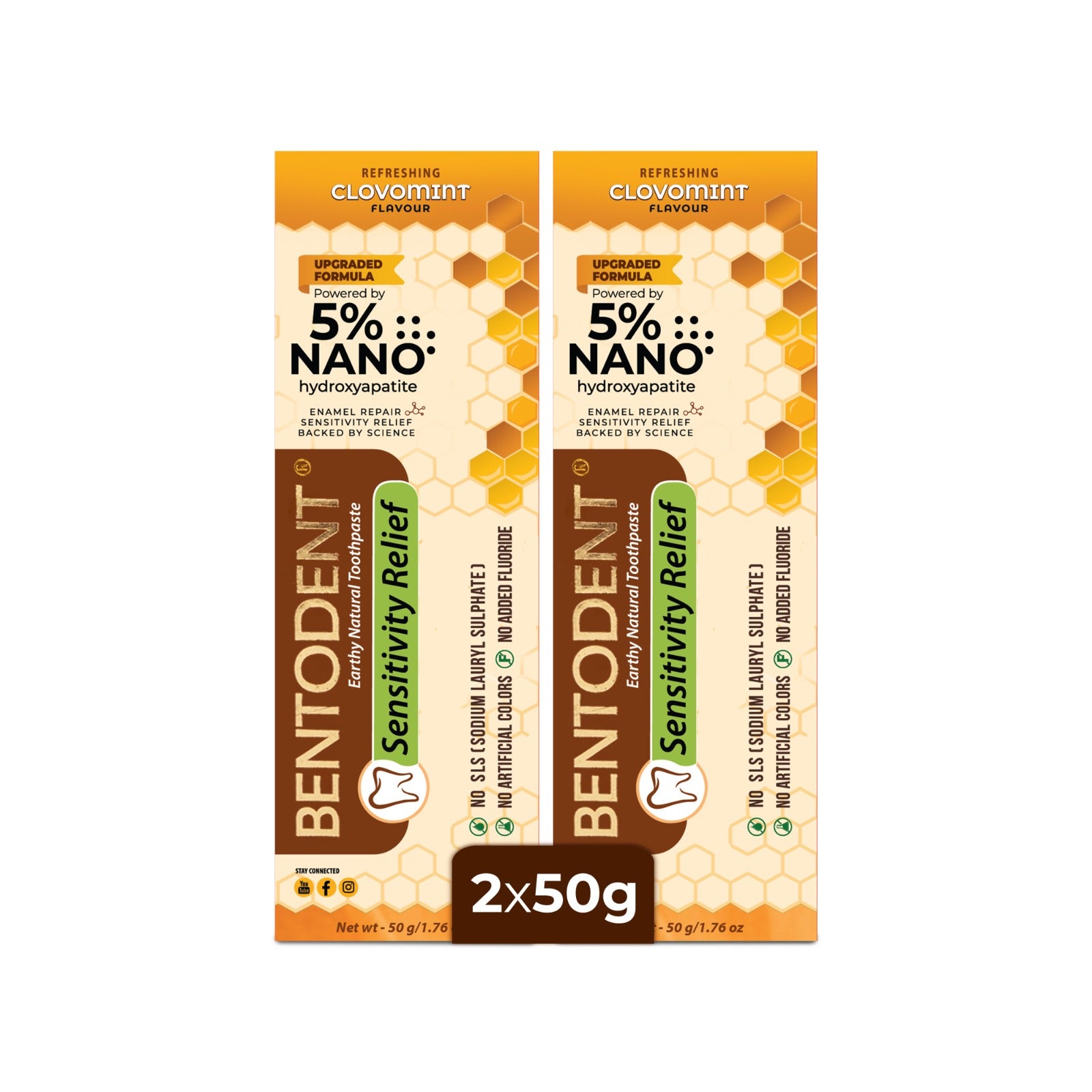 Bentodent Toothpaste -Natural Sensitivity Relief Toothpaste with Clove And Mint - 50 Gm