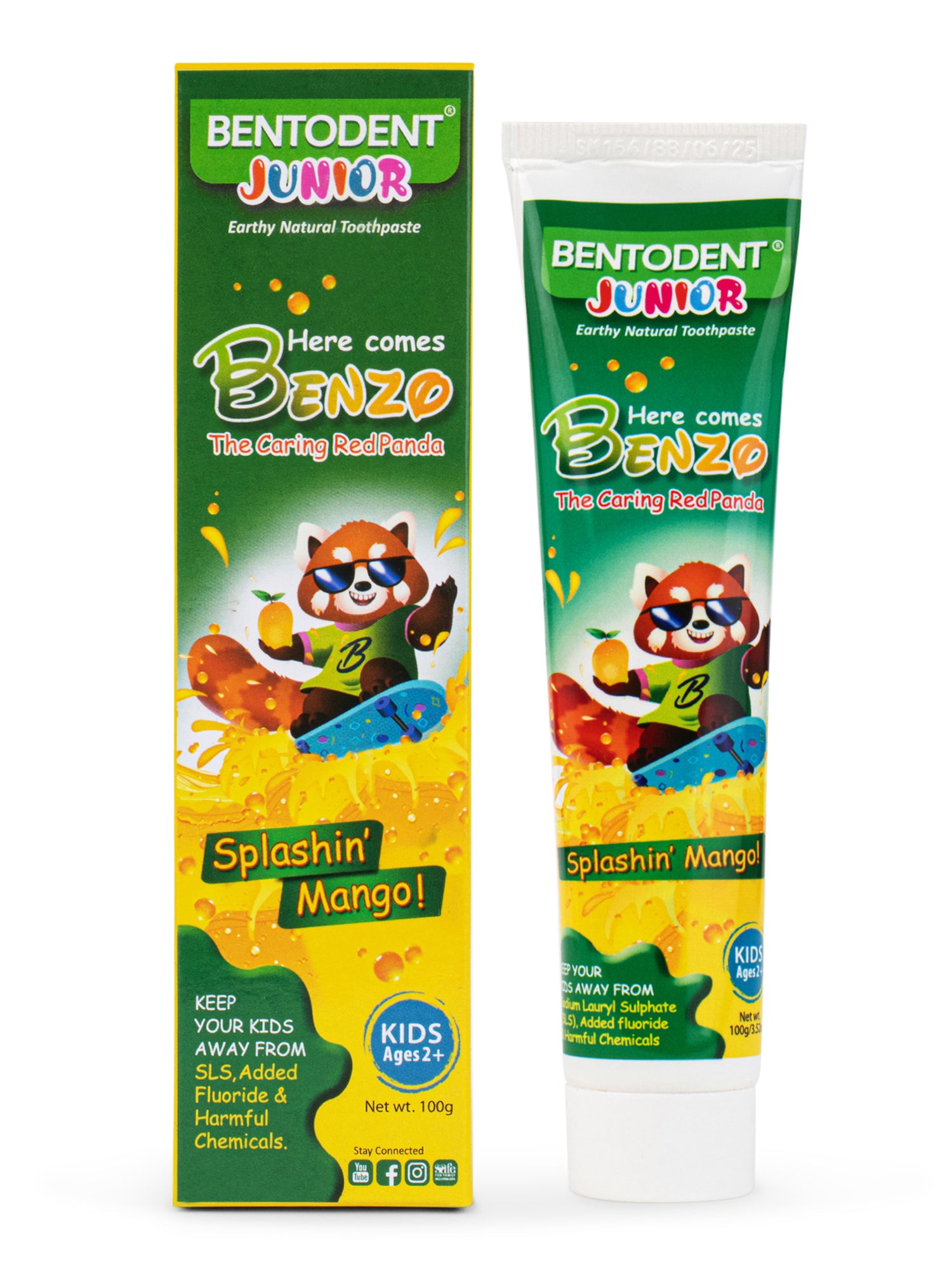 Bentodent 100% Natural Kids Splashin Mango Toothpaste, Fluoride Free, Sls Free, Complete oral care protection for kids, Fresh Breath, Best toothpaste for kids 2+ years 100g - Indian Dental Organization