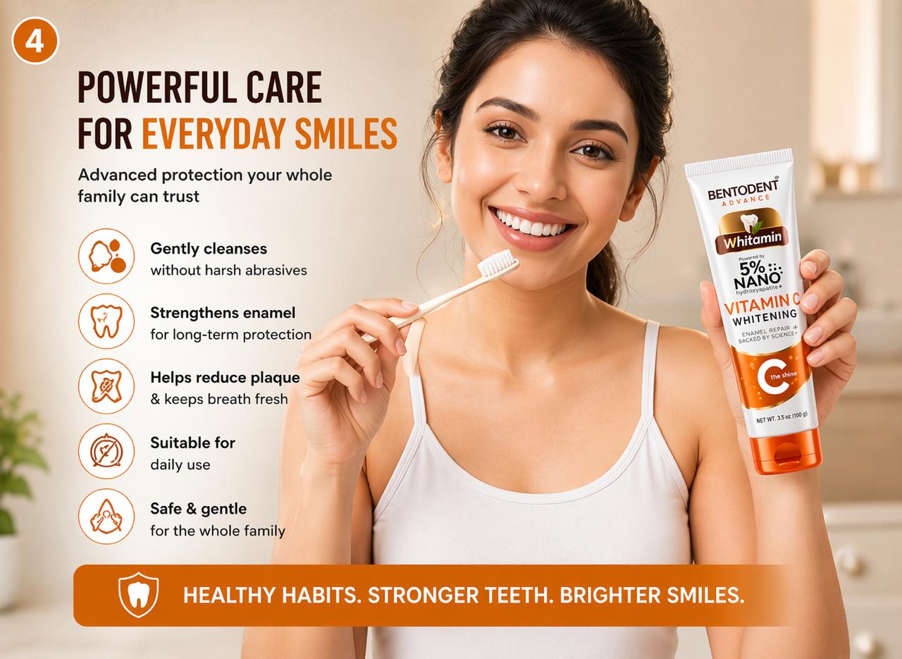 Bentodent Advance powered by 5% High Purity Nano Hydroxyapatite Toothpaste Collection (Repair, Protect, Whitening) | Pack of 3 (Promineraliser, Vitamin C and Sensitivity Relief)