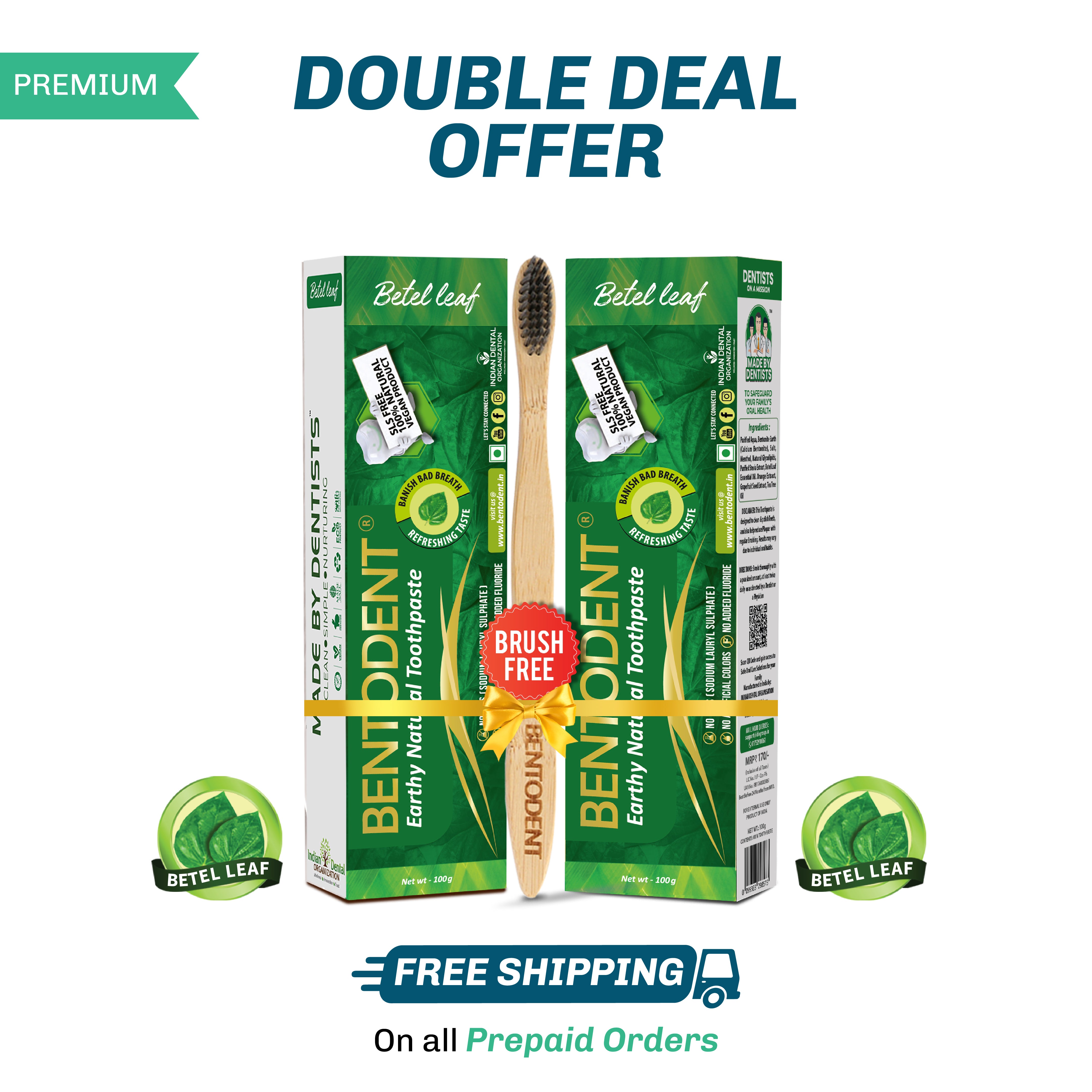 Bentodent Betel Leaf Organic Toothpaste - SLS Free - 100 gm