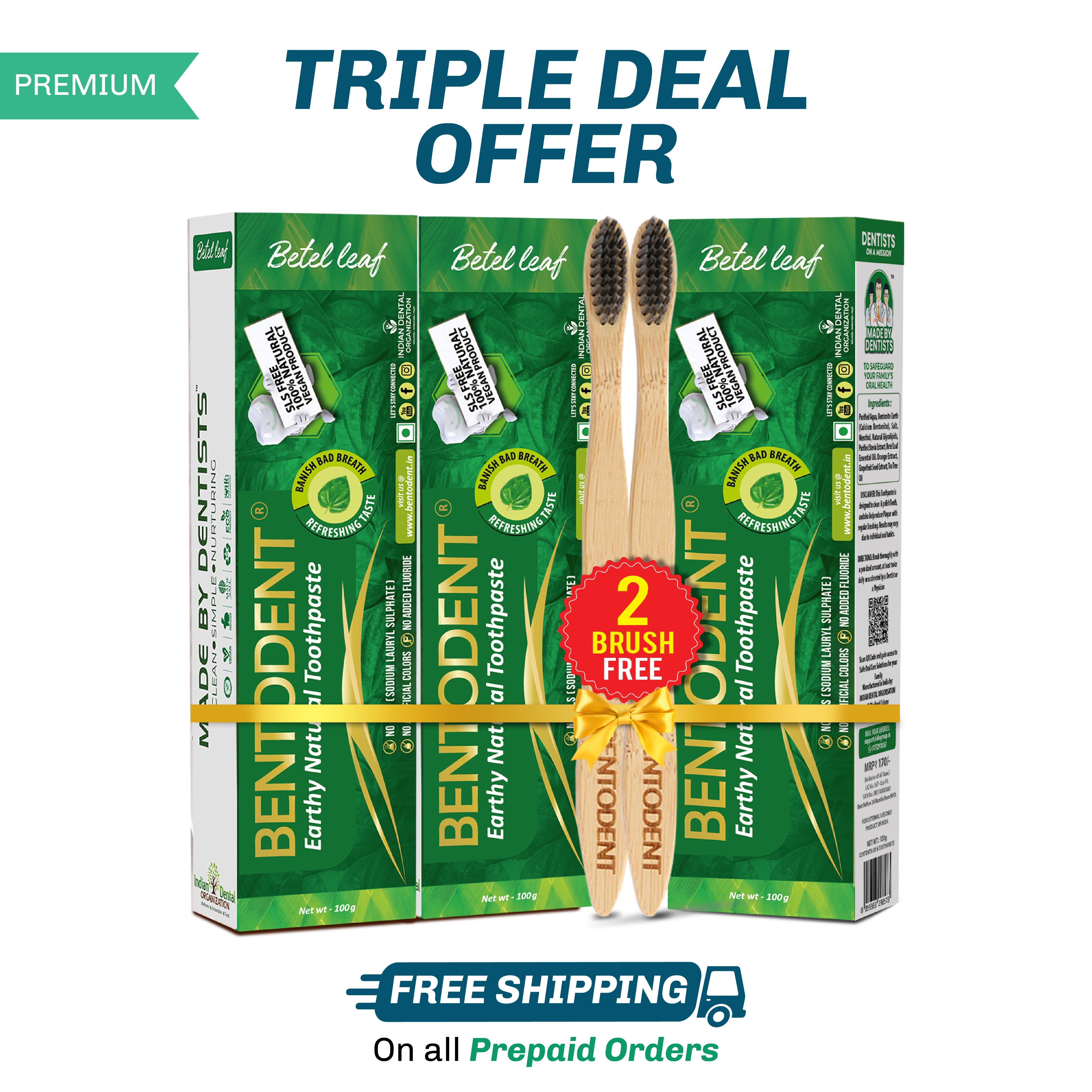 Bentodent Betel Leaf Organic Toothpaste - SLS Free - 100 gm