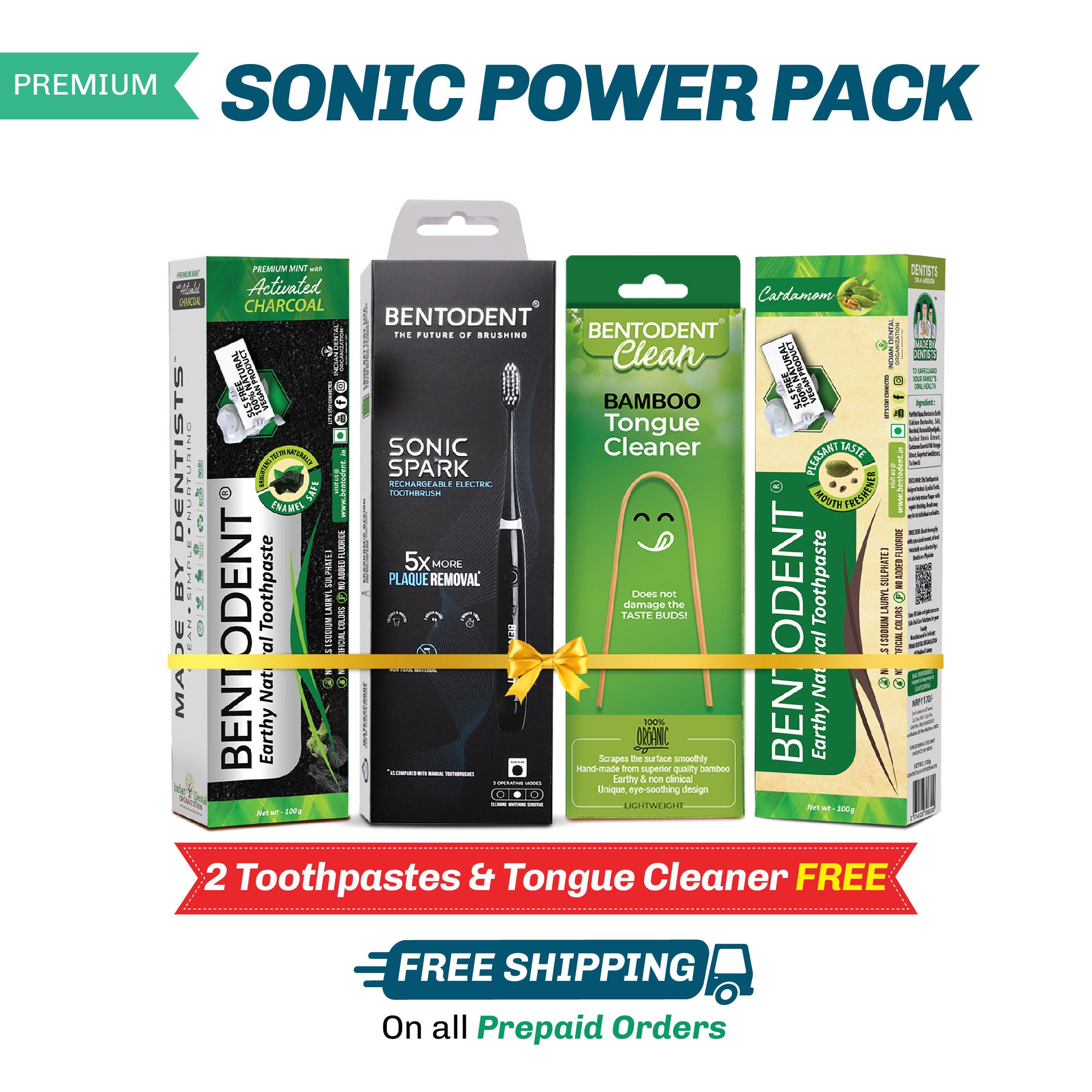 Season of Smile Offer-Advanced Rechargeable Electric toothbrush - Sonic Spark With Free Toothpaste Combo and Tongue cleaner