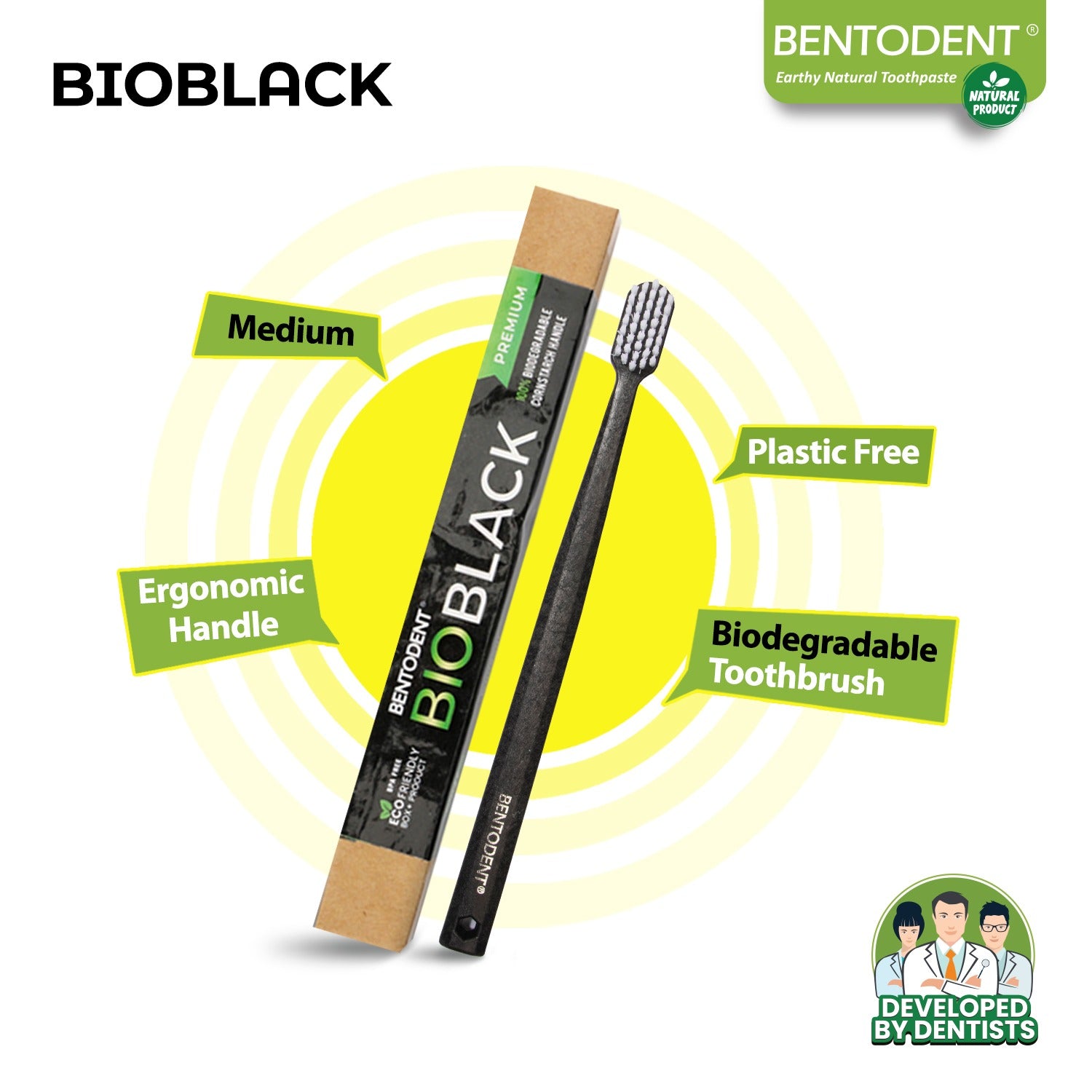 Bio Black Adult Biodegradable Toothbrush - Indian Dental Organization