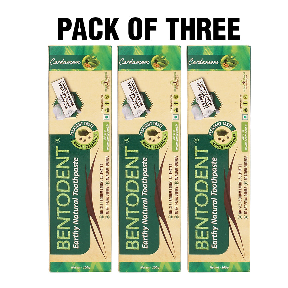 Bentodent Cardamom Toothpaste - Natural, No SLS & Fluoride Free - 50 gm