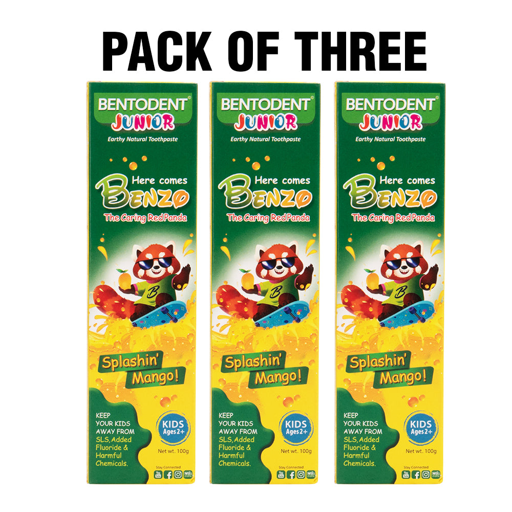 Bentodent 100% Natural Kids Splashin Mango Toothpaste, Fluoride Free, Sls Free, Complete oral care protection for kids, Fresh Breath, Best toothpaste for kids 2+ years 100g