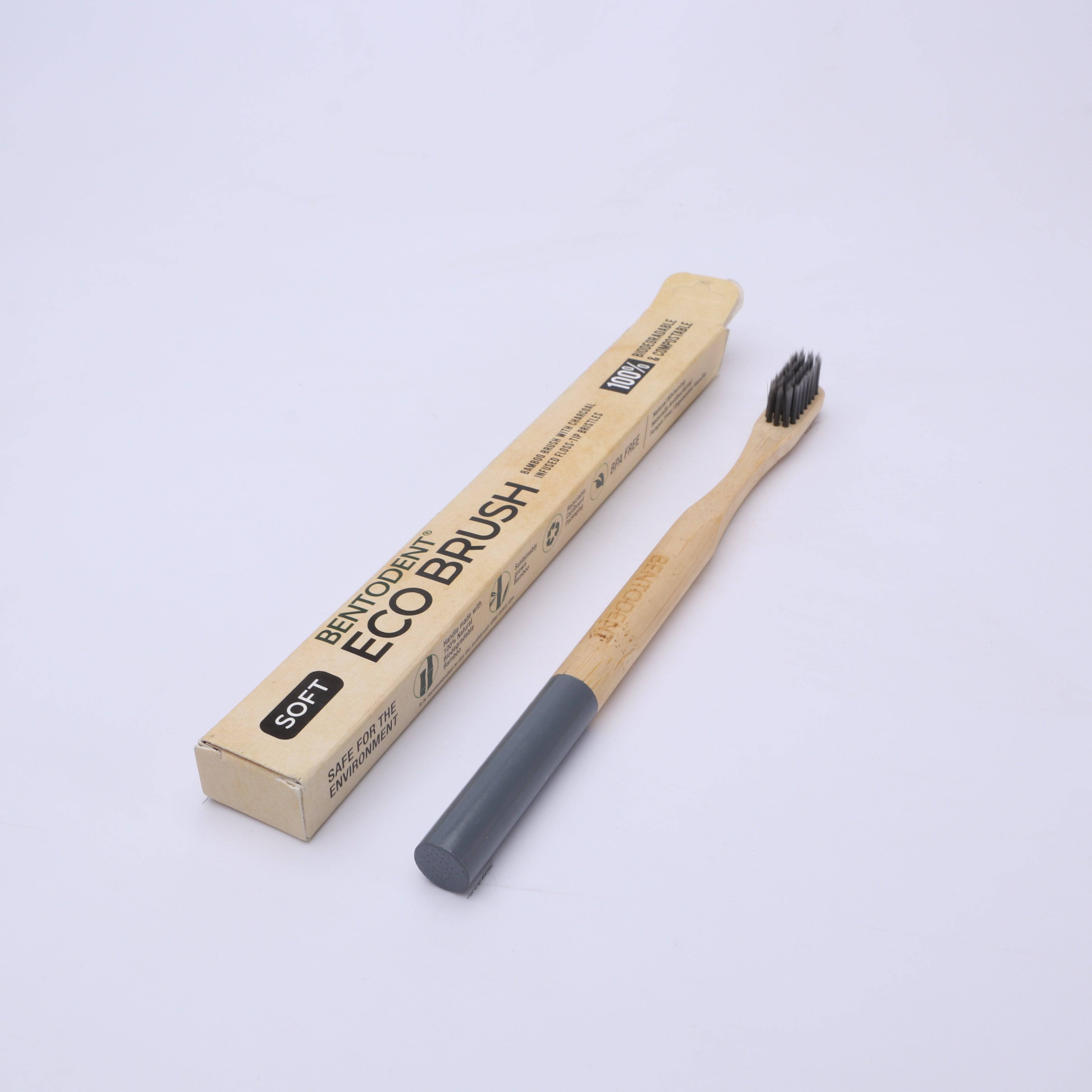 Bamboo Toothbrush round bottom charcoal