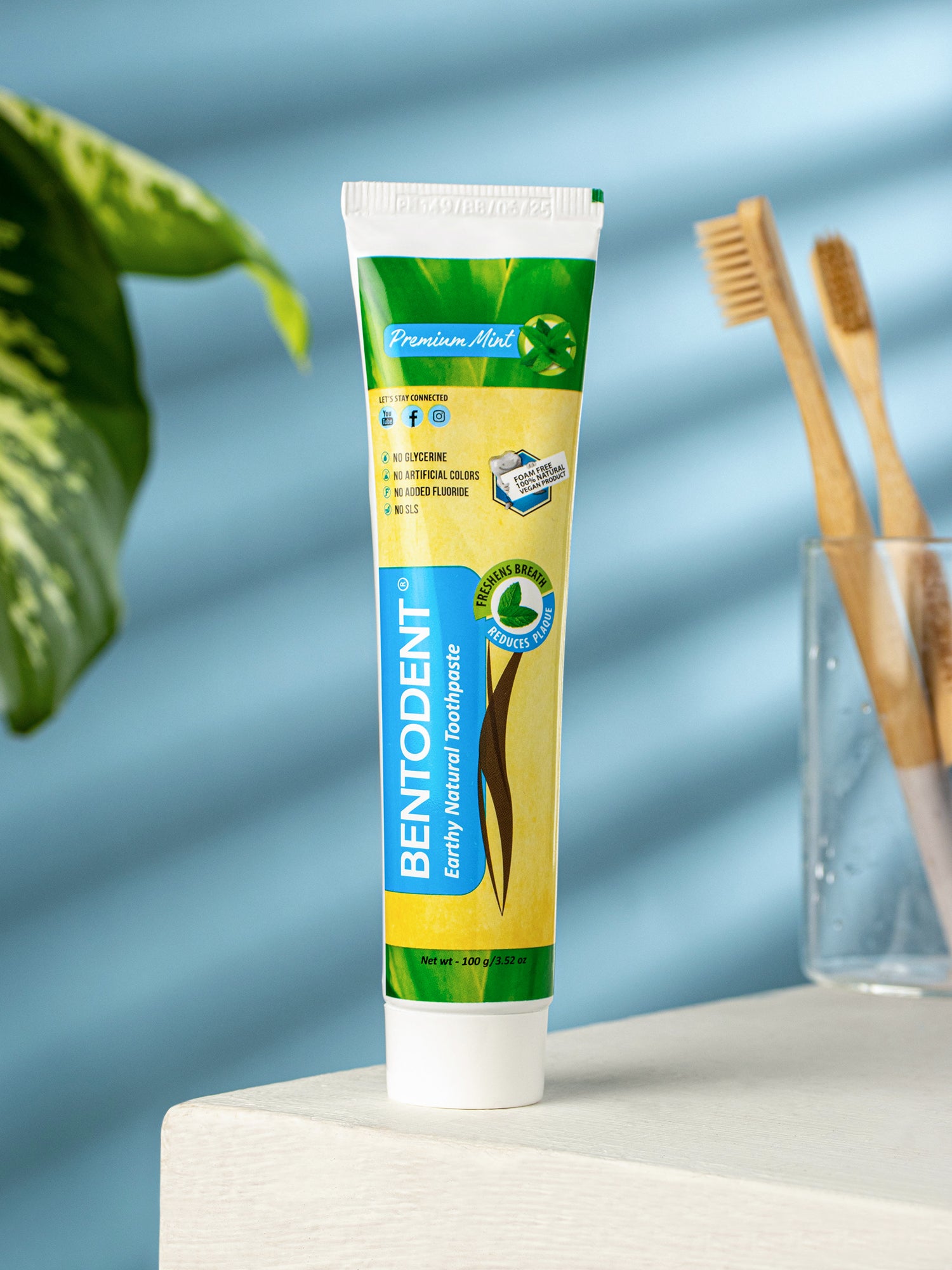 Bentodent Premium Mint Herbal Toothpaste - Natural & Fluoride Free - 100 gm - Indian Dental Organization