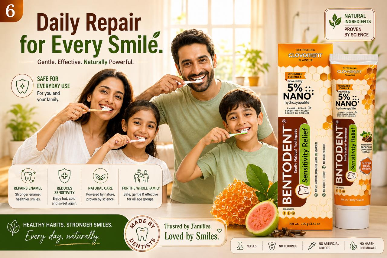 Bentodent Advance powered by 5% High Purity Nano Hydroxyapatite Toothpaste Collection (Repair, Protect, Whitening) | Pack of 3 (Promineraliser, Vitamin C and Sensitivity Relief)