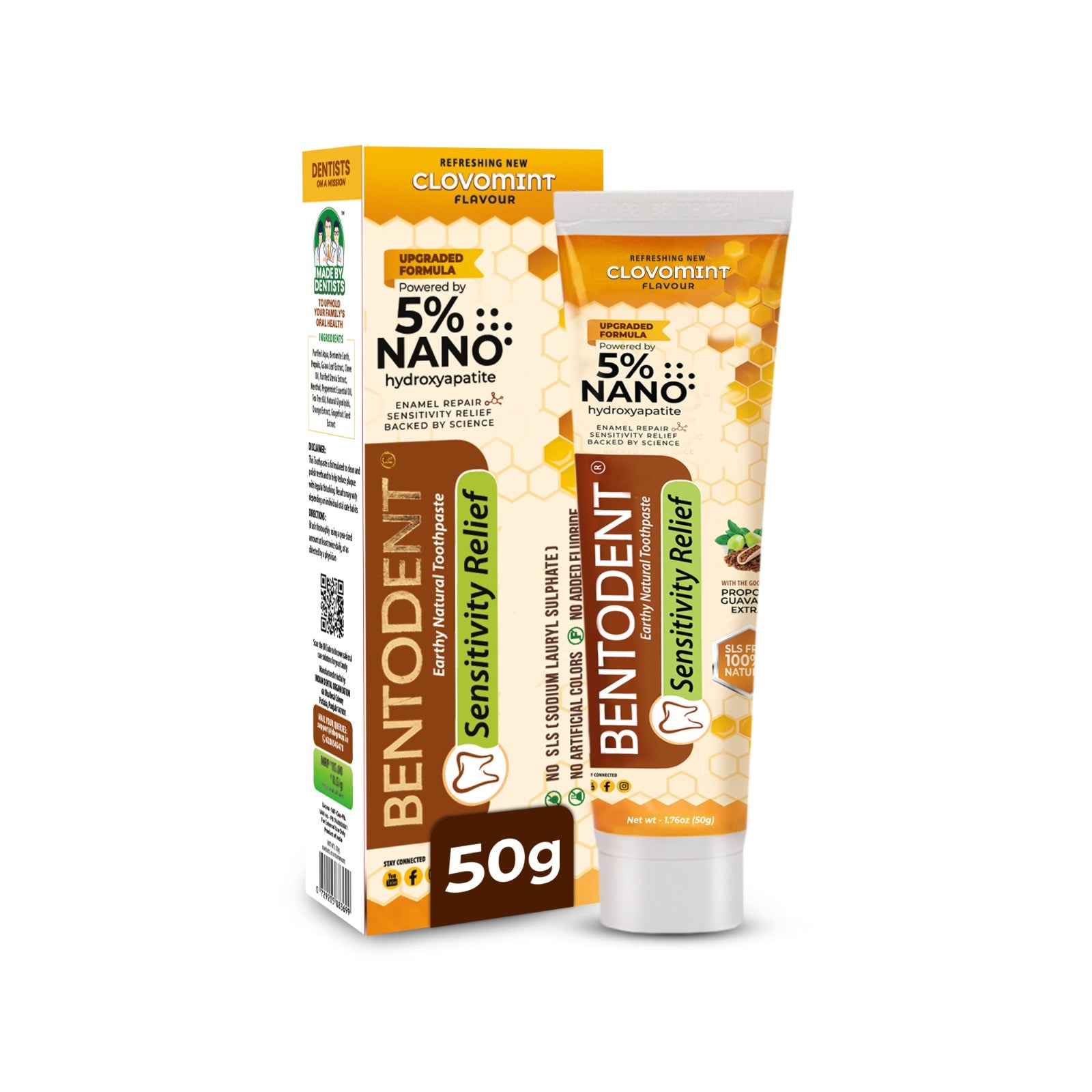 Bentodent Toothpaste -Natural Sensitivity Relief Toothpaste with Clove And Mint - 50 Gm