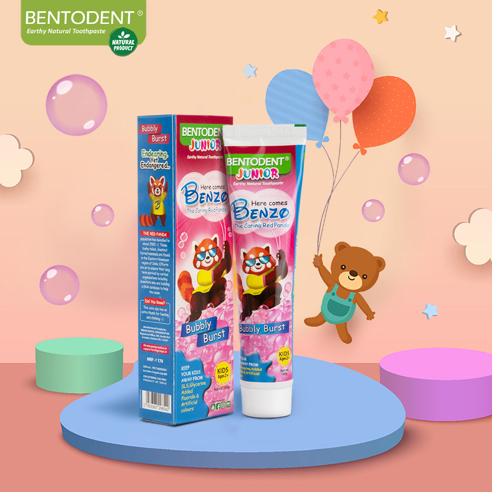 Bentodent Junior Bubble Gum Natural Toothpaste (Twin Pack) - 100 gm each - Indian Dental Organization