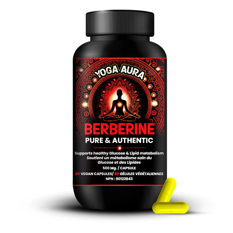 Yoga Aura 100% Pure Berberine – 500 mg of clinically studied berberine HCl, Lab tested, non-GMO & vegan