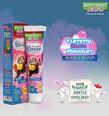 Bentodent Junior Bubble Gum Natural Toothpaste (Twin Pack) - Indian Dental Organization
