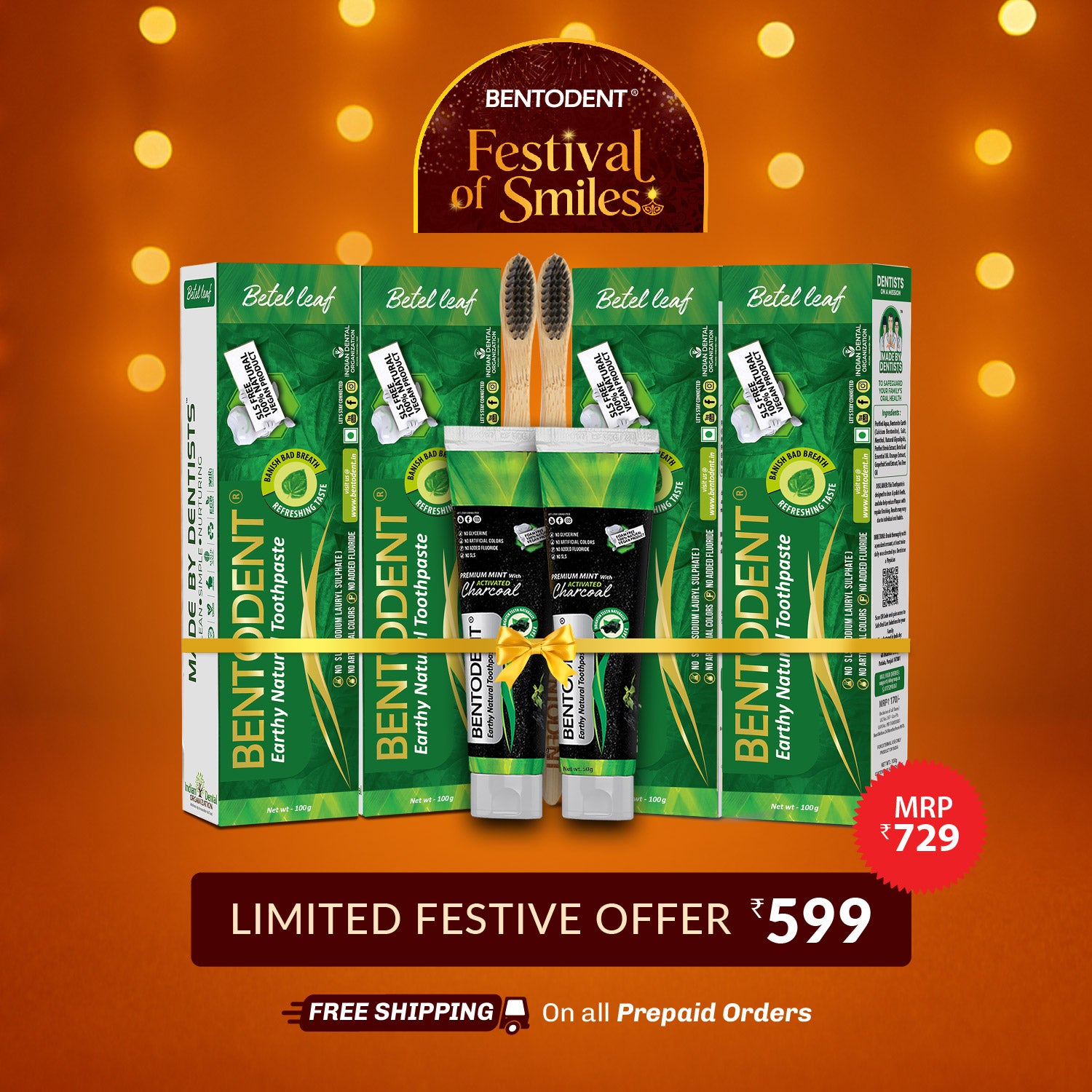 Bentodent Betel Leaf Organic Toothpaste - SLS Free - 100 gm