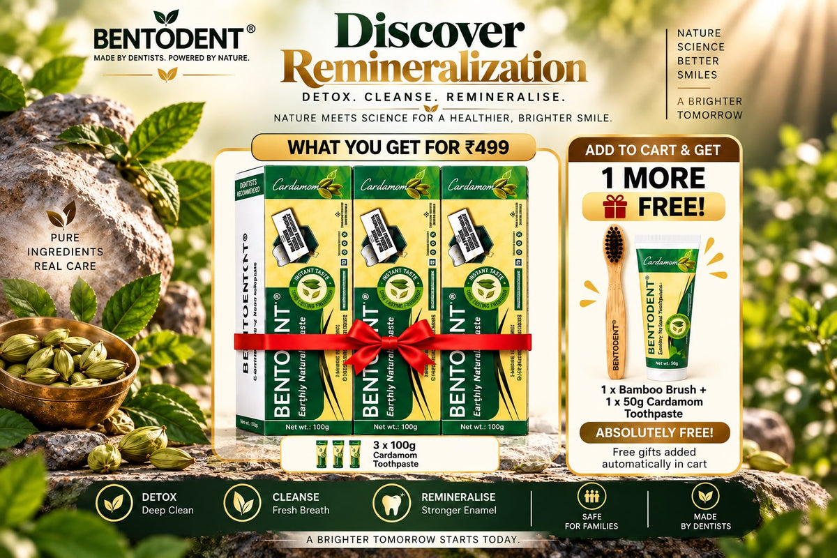 Bentodent Cardamom Natural Toothpaste | SLS Free & Fluoride Free | Herbal Oral Care