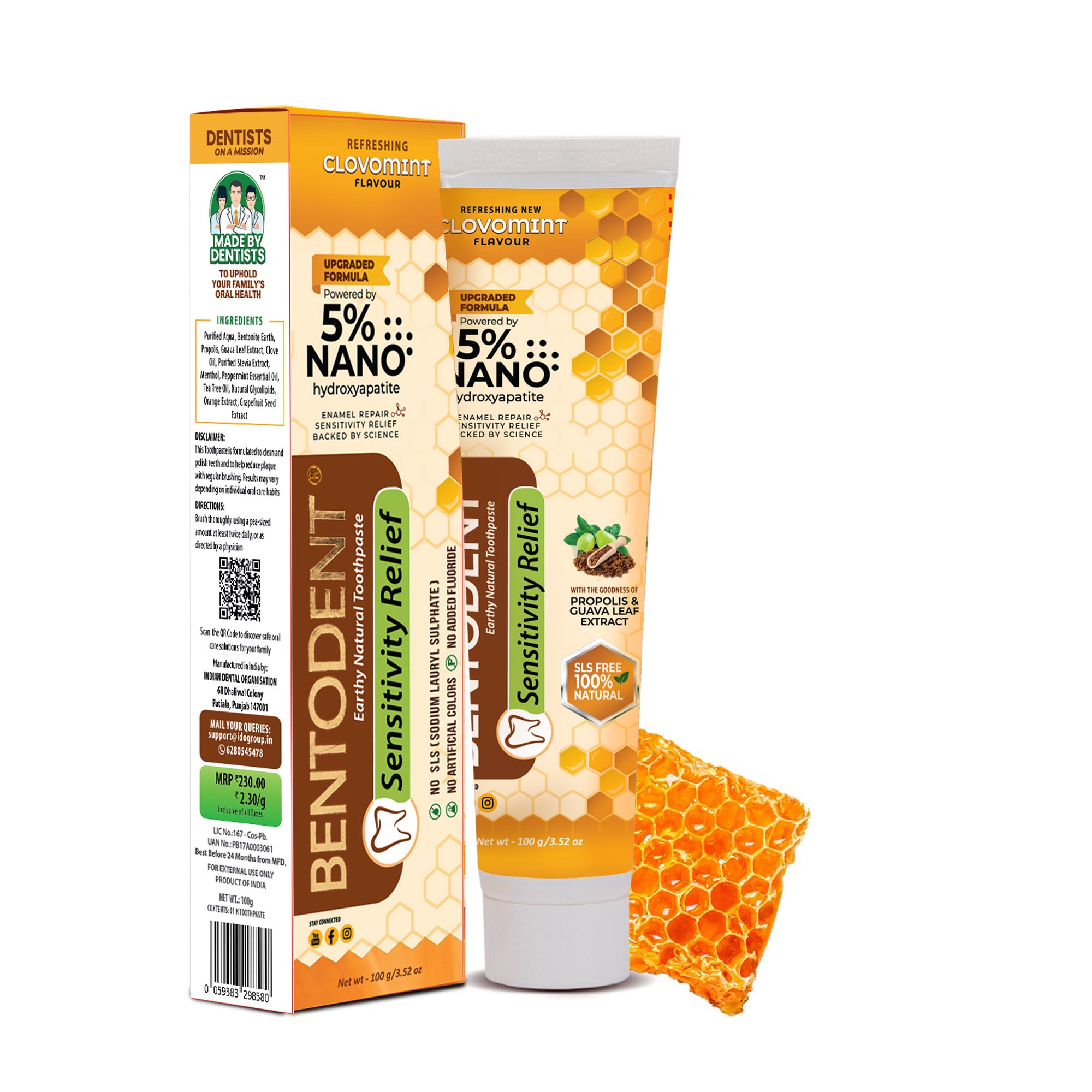 Bentodent Toothpaste -Natural Sensitivity Relief Toothpaste with Clove And Mint - 100 Gm