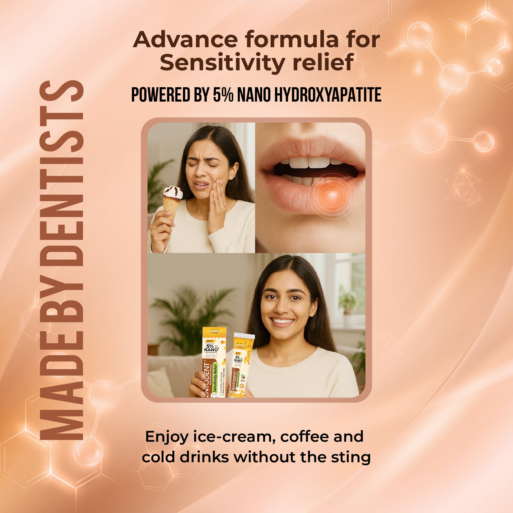 Bentodent Toothpaste -Natural Sensitivity Relief Toothpaste with Clove And Mint - 100 Gm