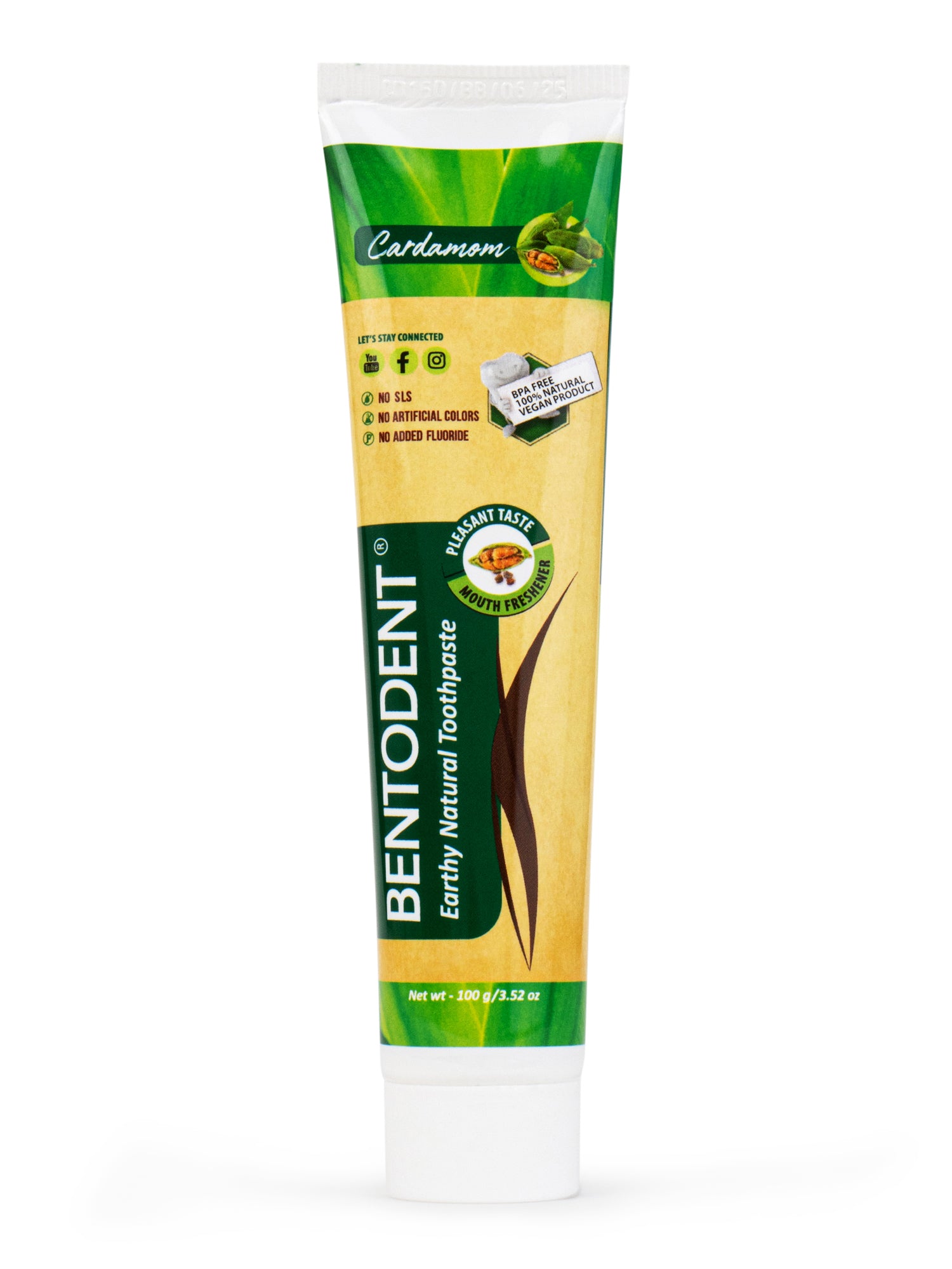 Bentodent Cardamom Toothpaste - Natural & Fluoride Free - 100 gm - Indian Dental Organization