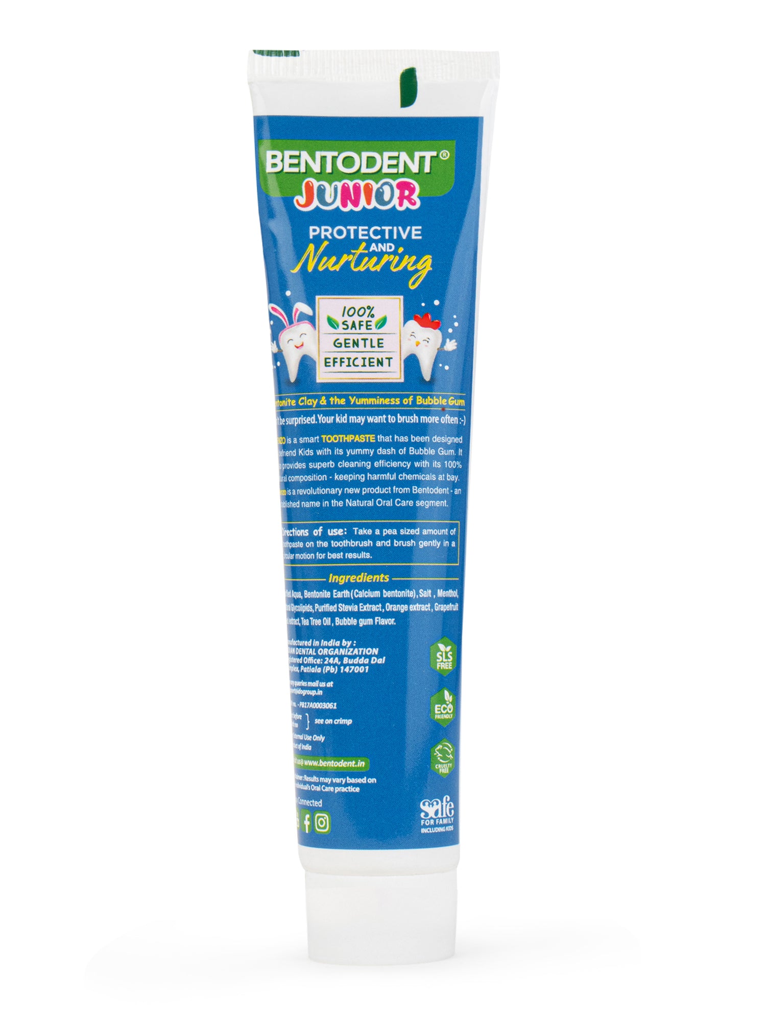 Bentodent 100% Natural Kids Bubble Gum twin Toothpaste Pack, Fluoride Free,  Sls Free, Complete oral care protection for kids 2+ years ,100g  each - Indian Dental Organization