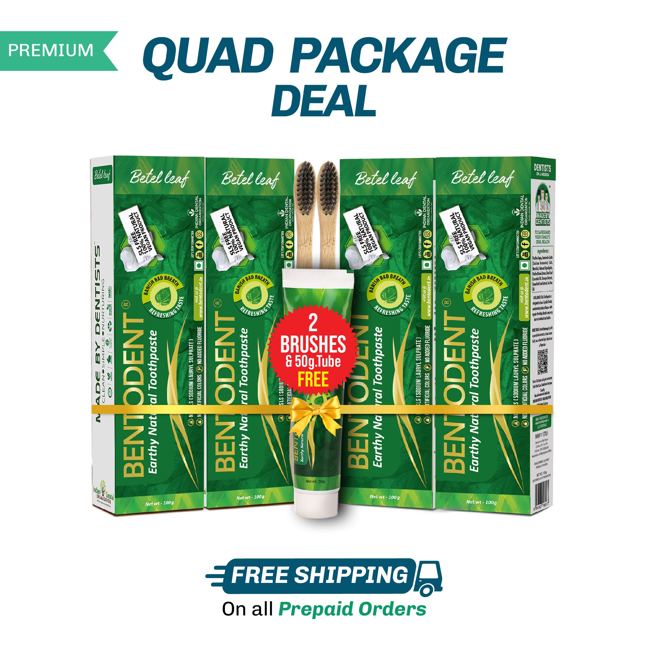 Bentodent Betel Leaf Organic Toothpaste - SLS Free - 100 gm