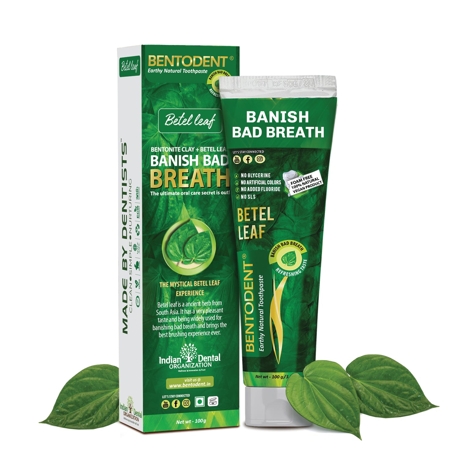 Bentodent Betel Leaf Organic Toothpaste - SLS Free - 100 gm - Indian Dental Organization