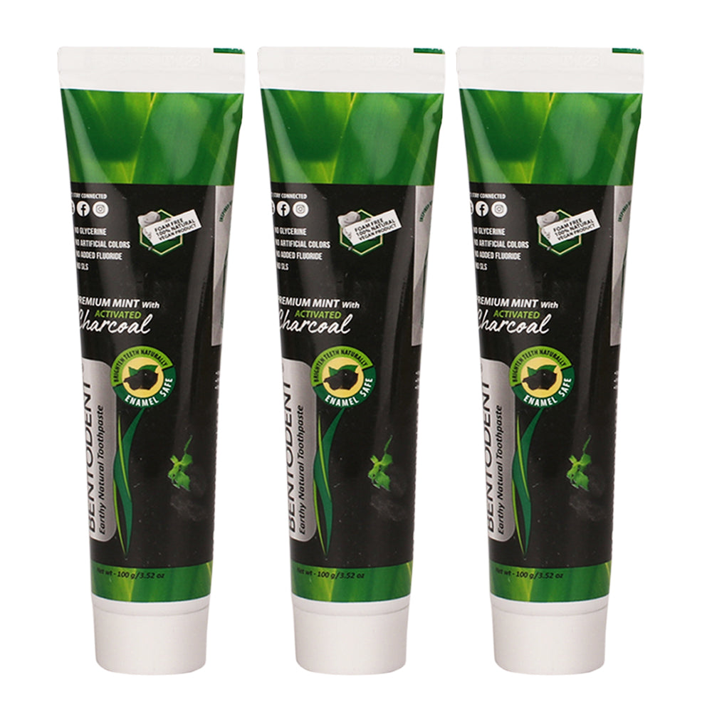 Bentodent Charcoal Teeth Whitening Toothpaste -  Natural & Fluoride Free - 100 gm