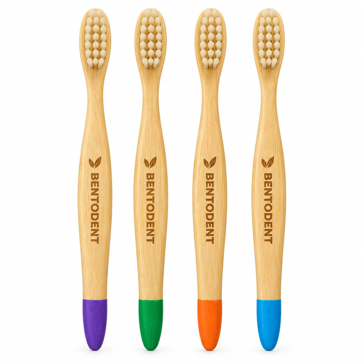 Bentodent Kids Soft Fibre Bristle Toothbrush Set Pack of 4 Multicolor Flat Bamboo Brush